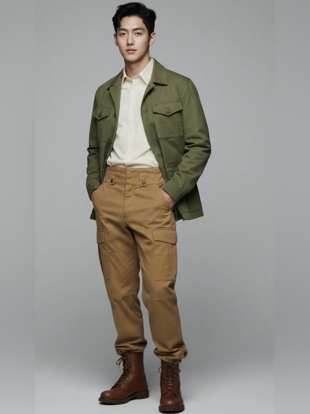 Isabel Marant high-waisted khaki cargo trousers size 30